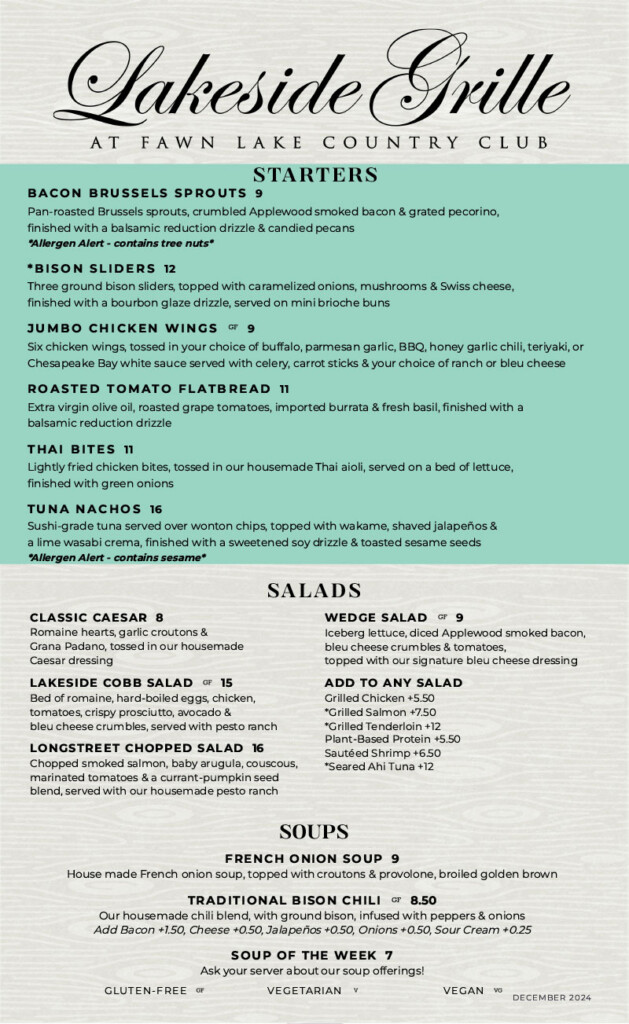 Lakeside Grille Menu