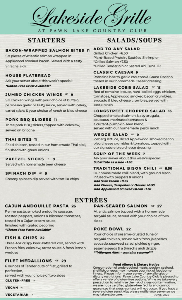 Lakeside Grille Menu