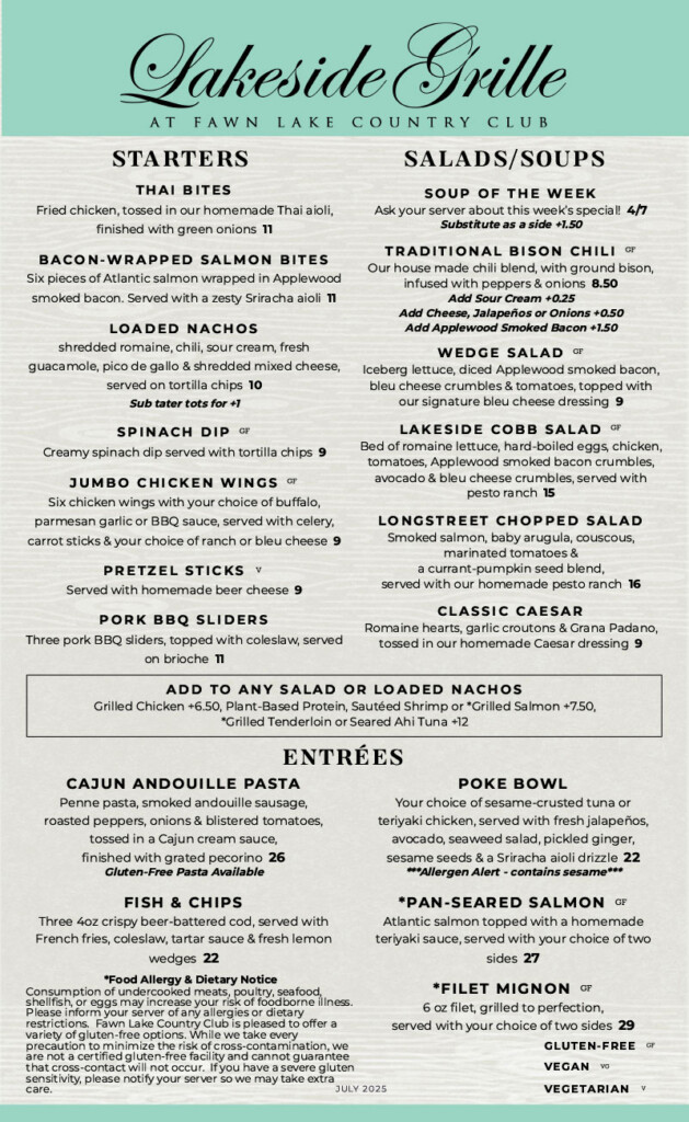 Lakeside Grille Menu