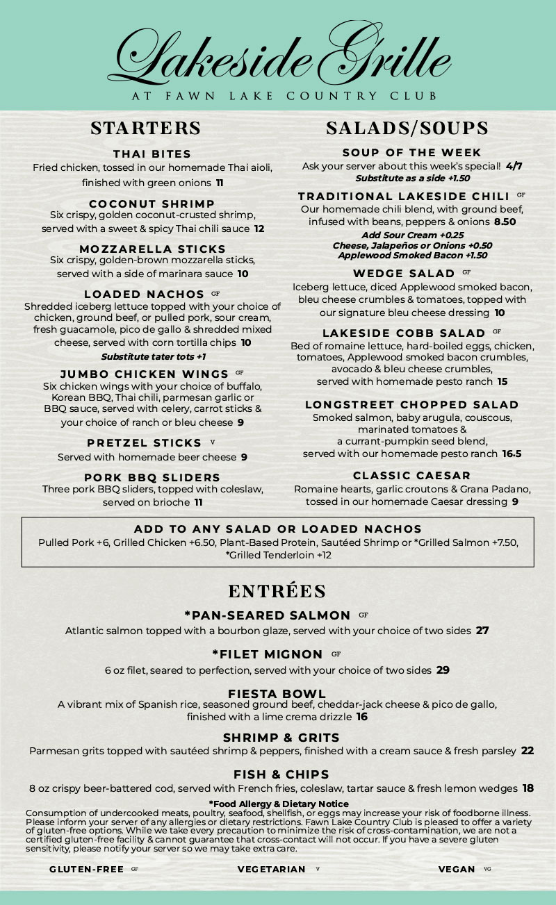 Lakeside Grille Menu
