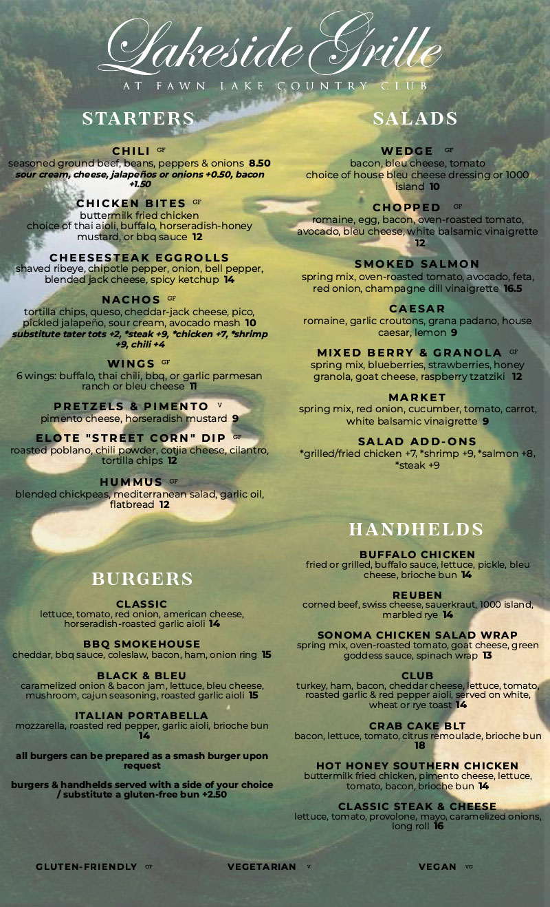Lakeside Grille Menu